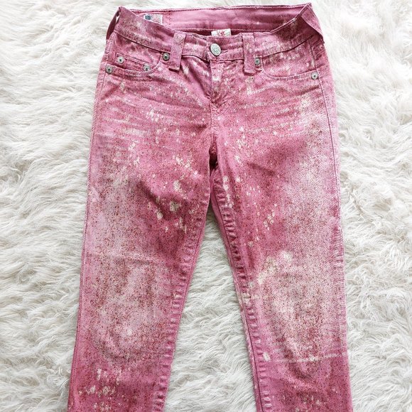 True Religion Halla Pink Skinny Distressed Denim Jeans - Picture 4 of 12